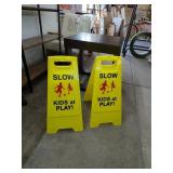 2 New   Slow Kids At Play Fold out Signs  Double