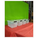 4 New Plastic Organizers with Locking Lids 7.5"