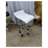 New Roll Around White Leather Office Stool