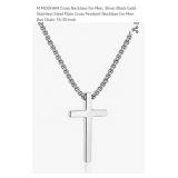 MOOHAM Cross Necklace for Men, Silver Black Gold