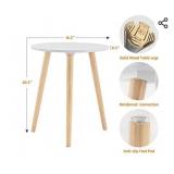 Apicizon Round Side Table, White Nightstand