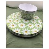 Plastic springtime  plates and bowls