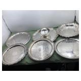 Silver plate trays and finger bowl- various mfg
