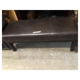 Brown leather bench- 4