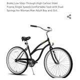 Hiland 26 Inch Beach Cruiser Bike,Rear Coaster