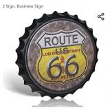 16" Route 66 Decorative Bottle Caps Metal Tin