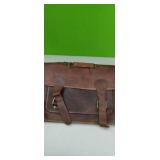 LEATHER SATCHEL with carrying strap. 18" x 13"