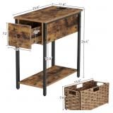 Rolanstar Narrow End Table with Charging Station