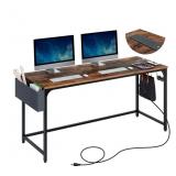 Rolanstar Computer Desk with Power Outlet, Side