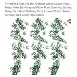 ANPHSIN 3 Pack (16.8ft) Artificial Willow Leaves