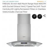 Firegas 30 inch stainless steel range hood