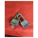 2 New Master Padlocks Long Shank   I Key opens