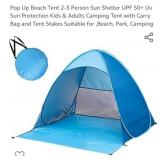 Pop Up Beach Tent 2-3 Person Sun Shelter UPF 50+