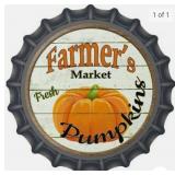 Farmers Market Pumpkins Metal Bottle Cap Shaped