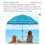 wikiwiki 7FT Beach Umbrella for Sand, Portable