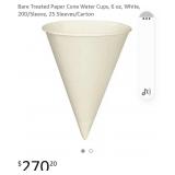 Bare Treated Paper Cone Water Cups, 6 oz, White,