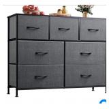 Dark Grey Dresser TV Stand with 7 Fabric Drawers