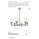VINLUZ 6 Light Contemporary Chandelier Brushed