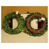 (2) BOXWOOD  WREATHS   17 INCH EACH