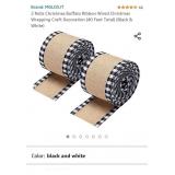 2 Rolls Christmas Buffalo Ribbon Wired Christmas