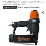 WEN 61721 Pneumatic Nail Gun Holds 2,000 18-Gauge