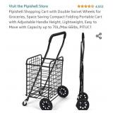 Pipishell Shopping Cart with Double Swivel Wheels
