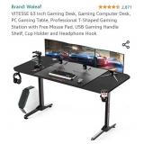 VITESSE 63 Inch Gaming Desk, Gaming Computer