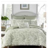 Natalie 7-Piece Green Floral Cotton Full/Queen