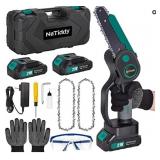 NaTiddy Mini Chainsaw, 6 Inch Brushless Cordless