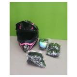 Sanding motorcycle helmet with sunglasses,