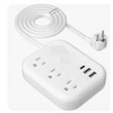 European Travel Plug Adapter with 3 Outlets 2 USB