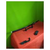 New Decorative Wood Sword, Scabbard and Stand