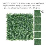 YAHEETECH 6pcs Artificial Hedge Wood Wall Panels