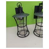 Pair of black wall mounted outside lights  16"