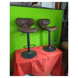 2 New Barstools Adjustable Height with Footrest