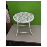 Wrought iron folding side table. 18" round x 17.5