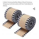 2 Rolls Christmas Buffalo Ribbon Wired Christmas