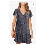 Chuanqi Womens Polka Dot V Neck Button Down