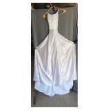 White Gown w/ Front Split & Train