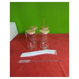4 New CLEAR Glass Sublimation Jars w/Bamboo Lids