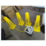 4 New Caution Cones with Yellow Plastic Chain