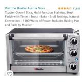 Toaster Oven 4 Slice, Multi-function Stainless