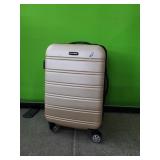 Gold Suitcase w/ 360° wheels *used, zipper inside