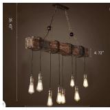 New 8 Light Farmhouse Chandelier Wood Hanging