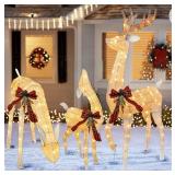 3 pc Lit Christmas Reindeer Family Set,  appears