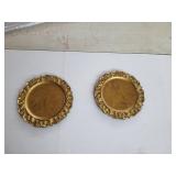 2 - 14" Plastic Vintage Charger Plates, Gold