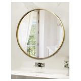 24" Big Metal Frame Wall Mirror, Gold