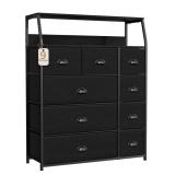 NEW 9 Drawer Dresser Large with Shelf (Black,