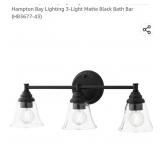 3 Light Matte Black Bath Bar