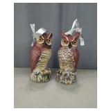 2 Garden Owls Decoys 11" Tall   has Bottom Fill